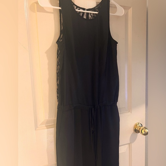 BCBGMaxAzria Pants - Sexy & Sophisticated BCBGMaxAzria Black Lace Detail Jumpsuit with Pockets